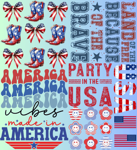 dBoldTees & DTF Transfers 4th of July - Mini Gang Sheet 22" x 24" MGS4J002