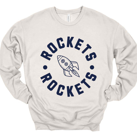 3945 Navy Adult Unisex Bella + Canvas Drop Shoulder Crewneck Sweatshirt - Heather Dust - Rockets