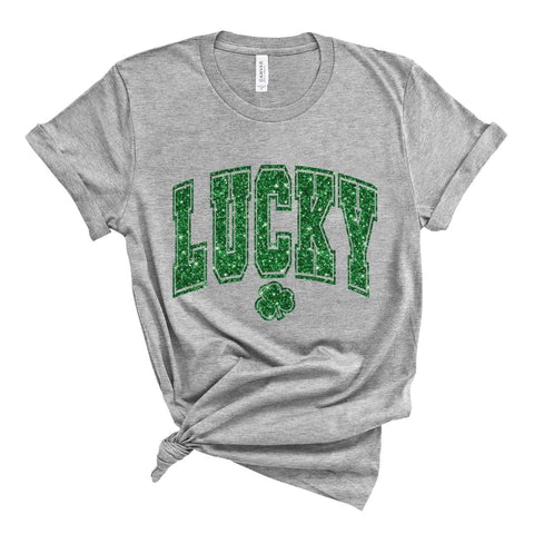 dBoldTees DTF Transfer DTF TRANSFER - Faux Glitter Lucky Shamrock 9069