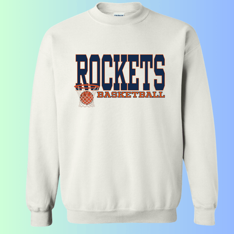 dBoldTees & DTF Transfers Rochester Rockets Basketball Gildan Apparel - RR001 Crewneck 18000 / Adult Small / White