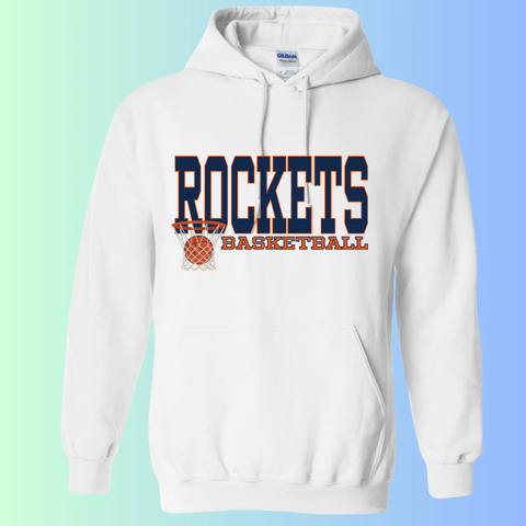 dBoldTees & DTF Transfers Rochester Rockets Basketball Gildan Apparel - RR001 Hoodie 18500 / Adult Small / White