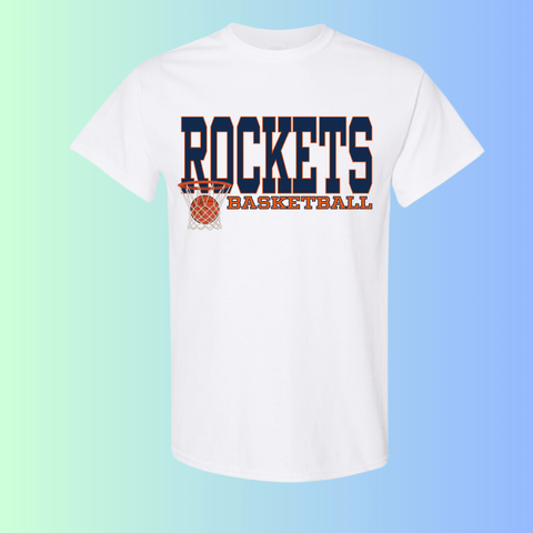 dBoldTees & DTF Transfers Rochester Rockets Basketball Gildan Apparel - RR001 T-Shirt 5000 / Adult Small / White