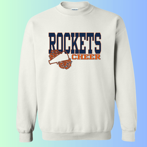 dBoldTees & DTF Transfers Rochester Rockets Cheer Gildan Apparel - RR001 Crewneck 18000 / Adult Small / White