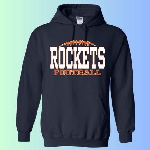 dBoldTees & DTF Transfers Rochester Rockets Football Gildan Apparel - RR001 Hoodie 18500 / Adult Small / Navy