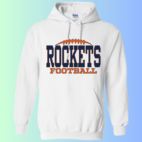 dBoldTees & DTF Transfers Rochester Rockets Football Gildan Apparel - RR001 Hoodie 18500 / Adult Small / White