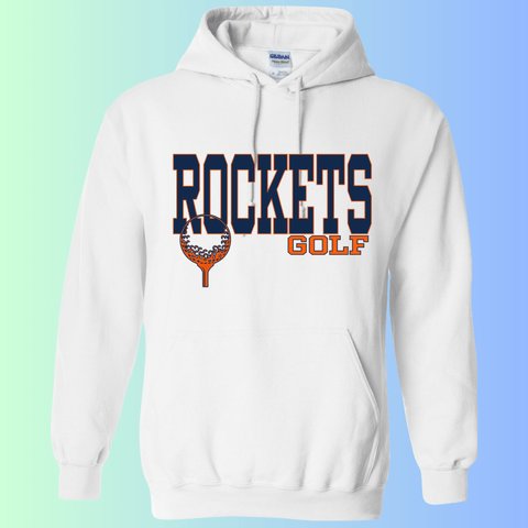 dBoldTees & DTF Transfers Rochester Rockets Golf Gildan Apparel - RR001 Hoodie 18500 / Adult Small / White