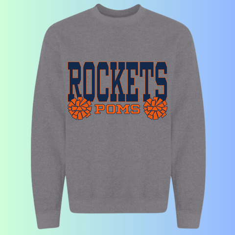 dBoldTees & DTF Transfers Rochester Rockets Poms Gildan Apparel - RR001 Crewneck 18000 / Adult Small / Gray