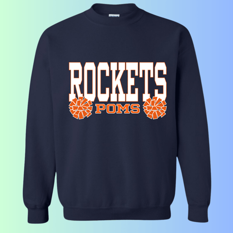 dBoldTees & DTF Transfers Rochester Rockets Poms Gildan Apparel - RR001 Crewneck 18000 / Adult Small / Navy