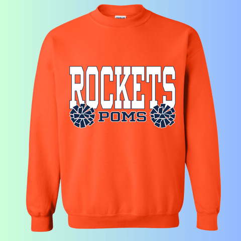 dBoldTees & DTF Transfers Rochester Rockets Poms Gildan Apparel - RR001 Crewneck 18000 / Adult Small / Orange