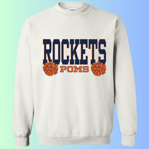 dBoldTees & DTF Transfers Rochester Rockets Poms Gildan Apparel - RR001 Crewneck 18000 / Adult Small / White