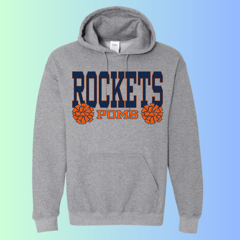 dBoldTees & DTF Transfers Rochester Rockets Poms Gildan Apparel - RR001 Hoodie 18500 / Adult Small / Gray