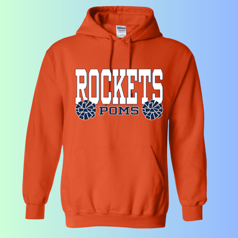 dBoldTees & DTF Transfers Rochester Rockets Poms Gildan Apparel - RR001 Hoodie 18500 / Adult Small / Orange
