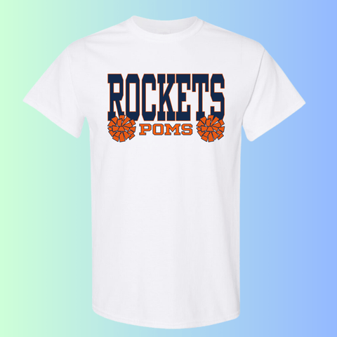 dBoldTees & DTF Transfers Rochester Rockets Poms Gildan Apparel - RR001 T-Shirt 5000 / Adult Small / White
