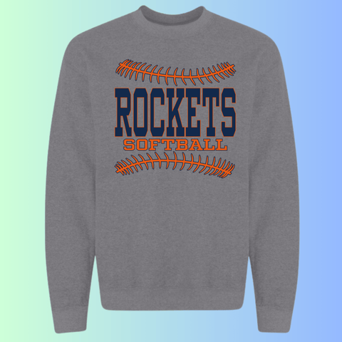 dBoldTees & DTF Transfers Rochester Rockets Softball Gildan Apparel - RR001 Crewneck 18000 / Adult Small / Gray