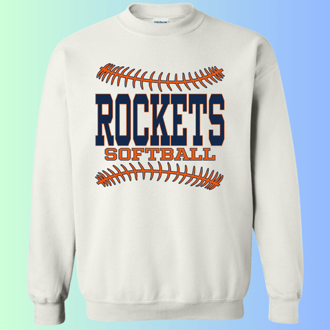 dBoldTees & DTF Transfers Rochester Rockets Softball Gildan Apparel - RR001 Crewneck 18000 / Adult Small / White