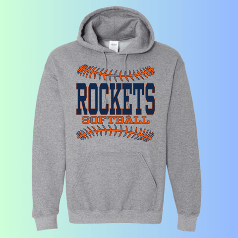 dBoldTees & DTF Transfers Rochester Rockets Softball Gildan Apparel - RR001 Hoodie 18500 / Adult Small / Gray