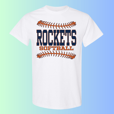 dBoldTees & DTF Transfers Rochester Rockets Softball Gildan Apparel - RR001 T-Shirt 5000 / Adult Small / White