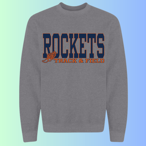 dBoldTees & DTF Transfers Rochester Rockets Track & Field Gildan Apparel - RR001 Crewneck 18000 / Adult Small / Gray