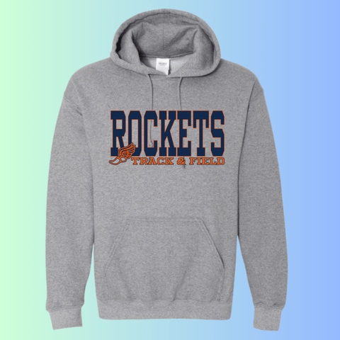dBoldTees & DTF Transfers Rochester Rockets Track & Field Gildan Apparel - RR001 Hoodie 18500 / Adult Small / Gray