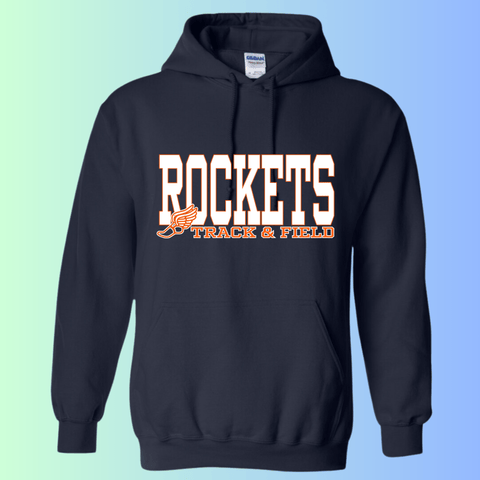 dBoldTees & DTF Transfers Rochester Rockets Track & Field Gildan Apparel - RR001 Hoodie 18500 / Adult Small / Navy