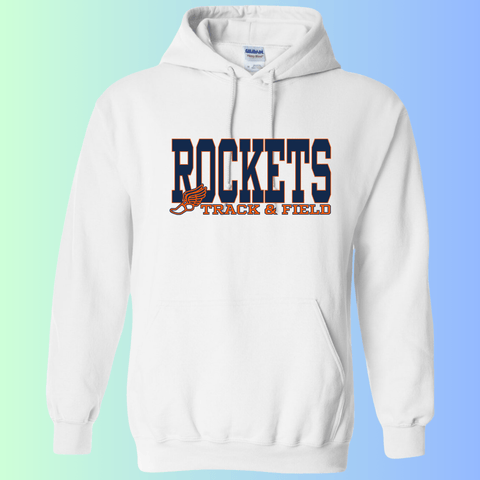 dBoldTees & DTF Transfers Rochester Rockets Track & Field Gildan Apparel - RR001 Hoodie 18500 / Adult Small / White