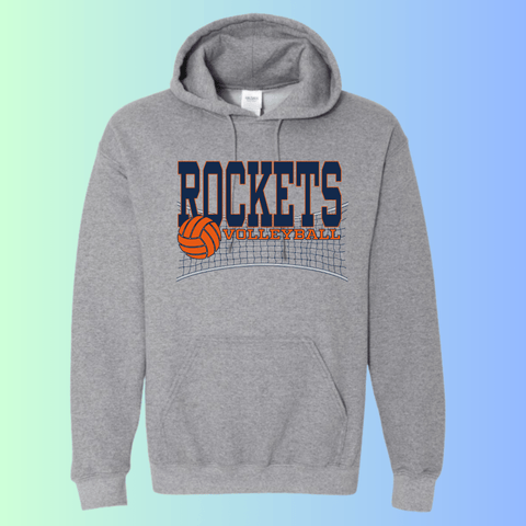 dBoldTees & DTF Transfers Rochester Rockets Volleyball Gildan Apparel - RR001 Hoodie 18500 / Adult Small / Gray
