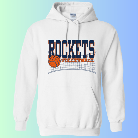 dBoldTees & DTF Transfers Rochester Rockets Volleyball Gildan Apparel - RR001 Hoodie 18500 / Adult Small / White