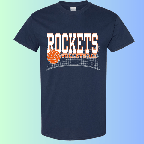 dBoldTees & DTF Transfers Rochester Rockets Volleyball Gildan Apparel - RR001 T-Shirt 5000 / Adult Small / Navy