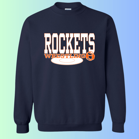 dBoldTees & DTF Transfers Rochester Rockets Wrestling Gildan Apparel - RR001 Crewneck 18000 / Adult Small / Navy