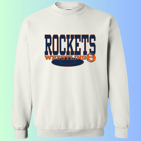dBoldTees & DTF Transfers Rochester Rockets Wrestling Gildan Apparel - RR001 Crewneck 18000 / Adult Small / White