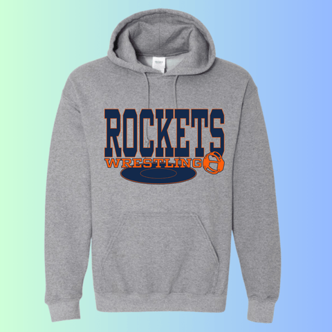dBoldTees & DTF Transfers Rochester Rockets Wrestling Gildan Apparel - RR001 Hoodie 18500 / Adult Small / Gray