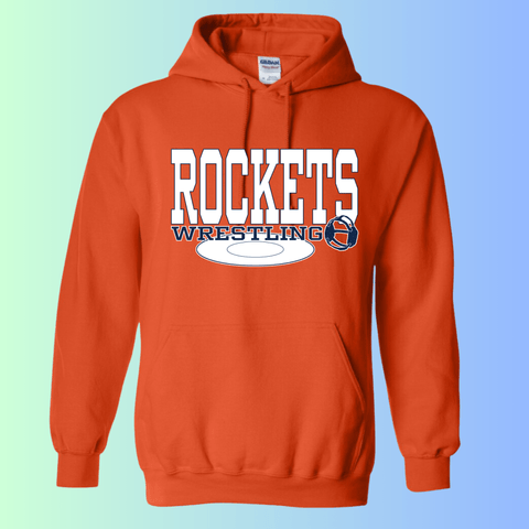 dBoldTees & DTF Transfers Rochester Rockets Wrestling Gildan Apparel - RR001 Hoodie 18500 / Adult Small / Orange