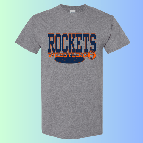 dBoldTees & DTF Transfers Rochester Rockets Wrestling Gildan Apparel - RR001 T-Shirt 5000 / Adult Small / Gray