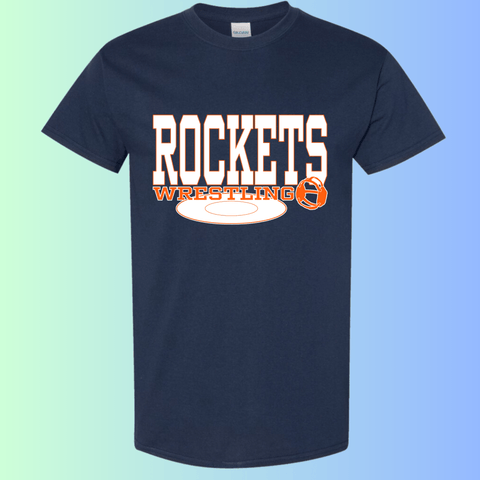 dBoldTees & DTF Transfers Rochester Rockets Wrestling Gildan Apparel - RR001 T-Shirt 5000 / Adult Small / Navy