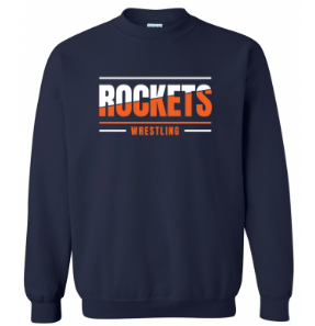 dBoldTees & DTF Transfers Rochester Rockets Wrestling Gildan Heavy Blend Crewneck Sweatshirt - TS023 Adult Small / Navy