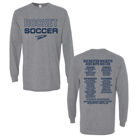 dBoldTees & DTF Transfers Rocket Soccer D1 Gildan Long Sleeve 5400 - TS021 Adult Small / Gray