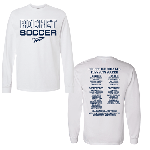 dBoldTees & DTF Transfers Rocket Soccer D1 Gildan Long Sleeve 5400 - TS021 Adult Small / White