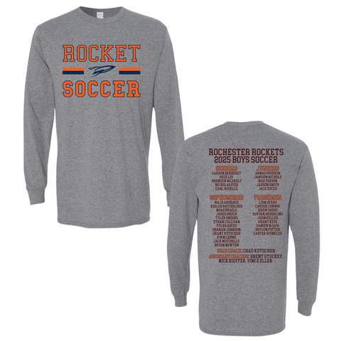 dBoldTees & DTF Transfers Rocket Soccer D2 Gildan Long Sleeve 5400 - TS021 Adult Small / Gray