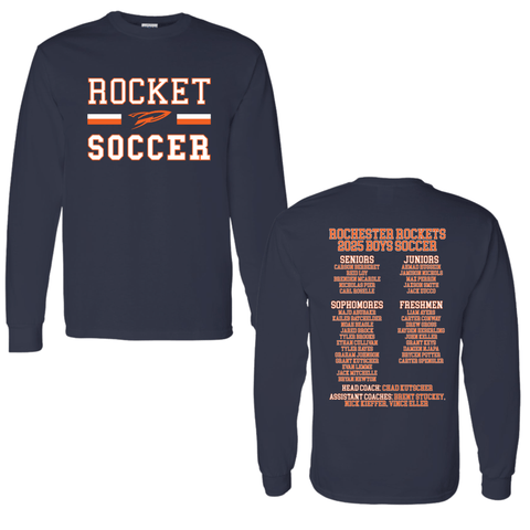 dBoldTees & DTF Transfers Rocket Soccer D2 Gildan Long Sleeve 5400 - TS021 Adult Small / Navy