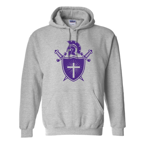 dBoldTees & DTF Transfers Visionway Shield Gildan Hooded Sweatshirt  - FR013 Youth XS / Gray