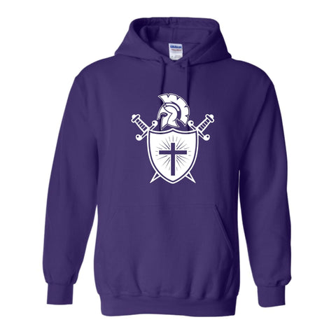 dBoldTees & DTF Transfers Visionway Shield Gildan Hooded Sweatshirt  - FR013 Youth XS / Purple