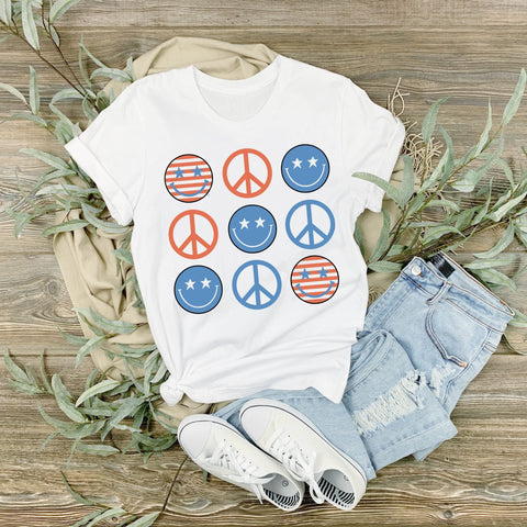 dBoldTees DTF Transfer DTF TRANSFER - 4019 Smiley & Peace Patriotic