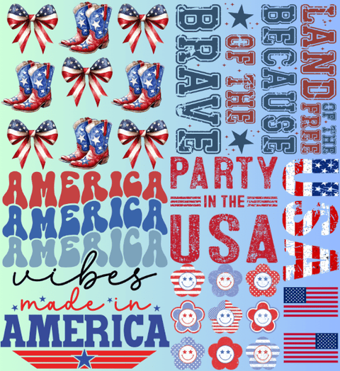 dBoldTees & DTF Transfers 4th of July - Mini Gang Sheet 22" x 24" MGS4J002