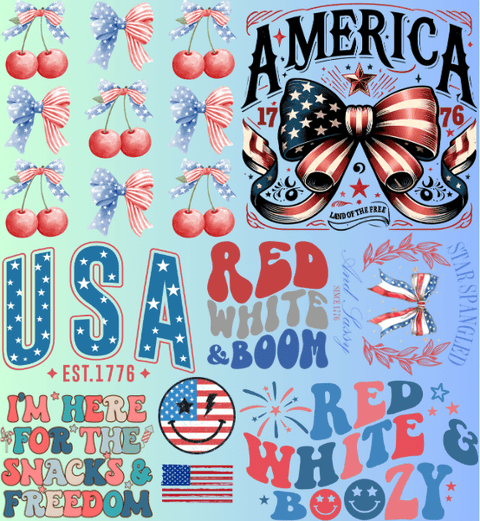 dBoldTees & DTF Transfers 4th of July - Mini Gang Sheet 22" x 24" MGS4J003