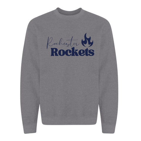dBoldTees & DTF Transfers Adult Rochester Flame PTO Gildan Crewneck Sweatshirt - FR008 Adult Small / Gray