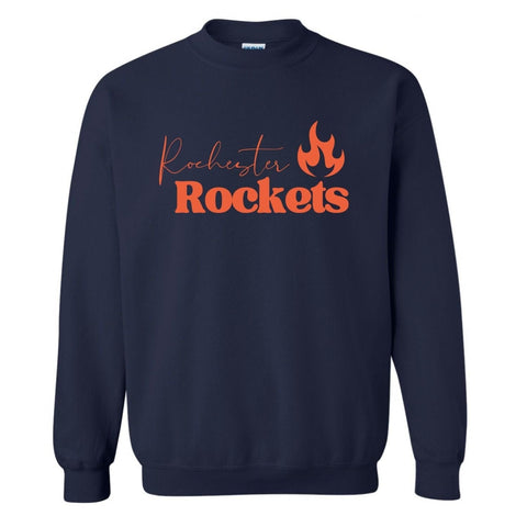 dBoldTees & DTF Transfers Adult Rochester Flame PTO Gildan Crewneck Sweatshirt - FR008 Adult Small / Navy