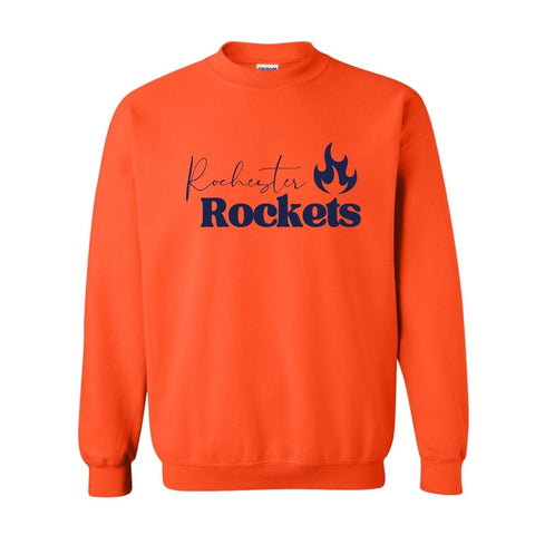 dBoldTees & DTF Transfers Adult Rochester Flame PTO Gildan Crewneck Sweatshirt - FR008 Adult Small / Orange