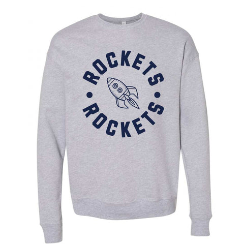 3945 Navy Adult Unisex Bella + Canvas Drop Shoulder Crewneck Sweatshirt - Heather Dust - Rockets XS / Athletic Heather