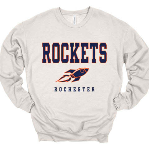3945 Navy Adult Unisex Bella + Canvas Drop Shoulder Crewneck Sweatshirt - Rockets XS / Heather Dust