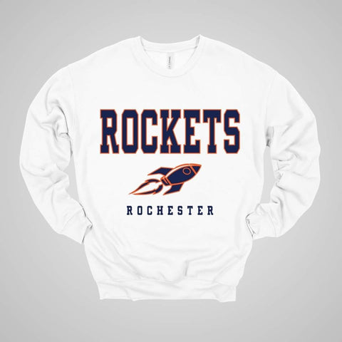 3945 Navy Adult Unisex Bella + Canvas Drop Shoulder Crewneck Sweatshirt - Rockets XS / White